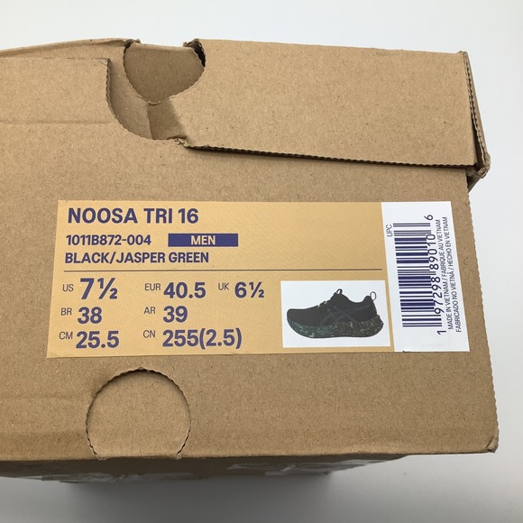 ASICS NOOSA TRI 16 Mens Running Shoes Black Jasper Green Sneakers Size 7.5 New - Picture 6 of 6